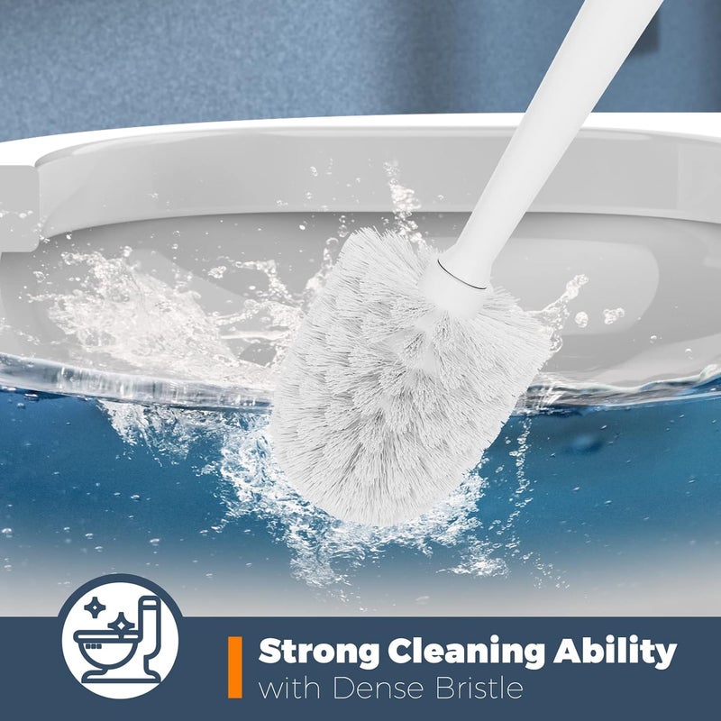Holaloha Toilet Brush, 4 Pack Toilet Brush and Holder Set, Toilet Bowl Brush with 4 Grout Brush, Toilet Bowl Brush and Holder for Bathroom, (White) - Image 3